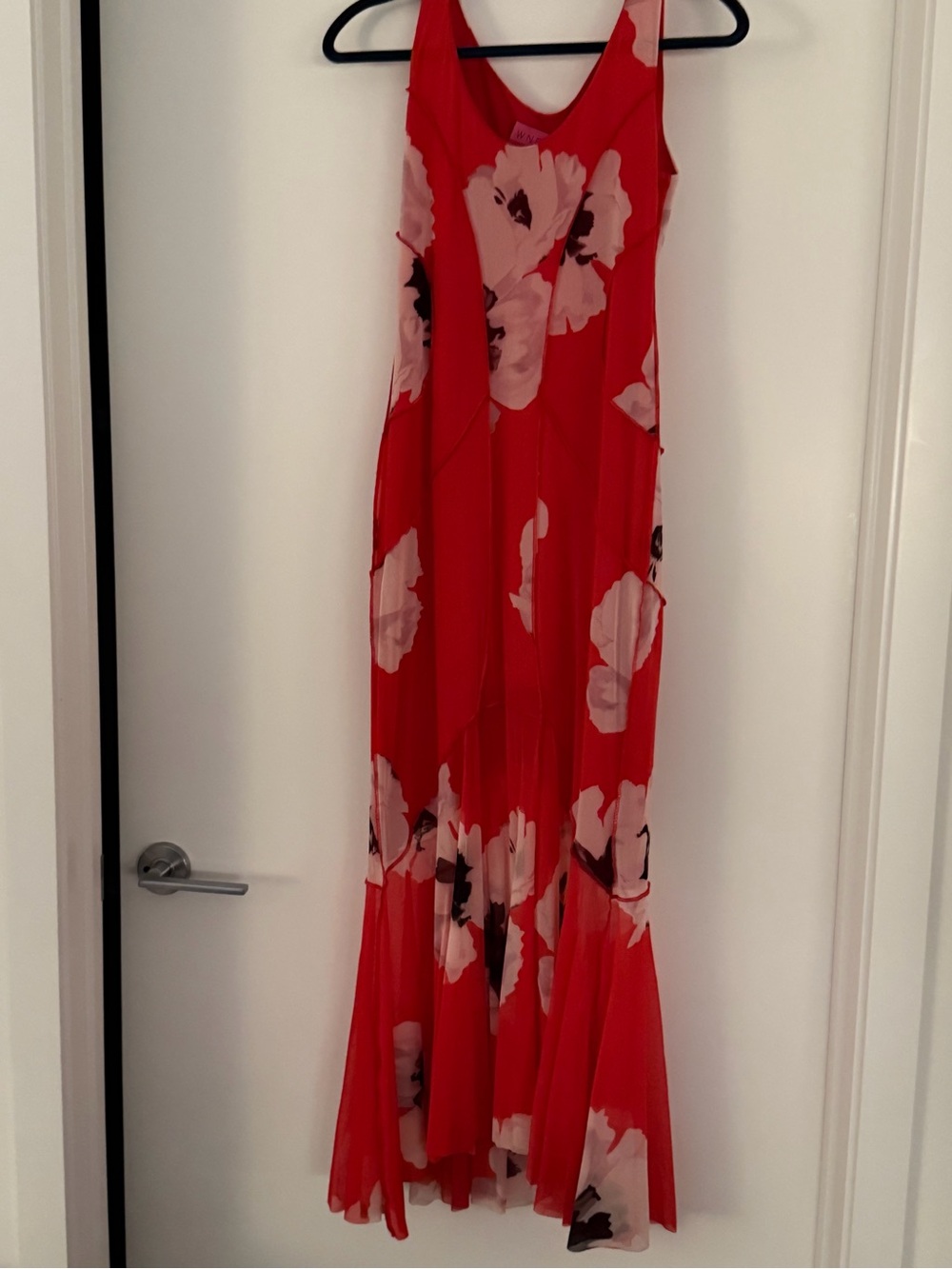 Prabal Gurung Red Maxi Dress with white Floral Motif